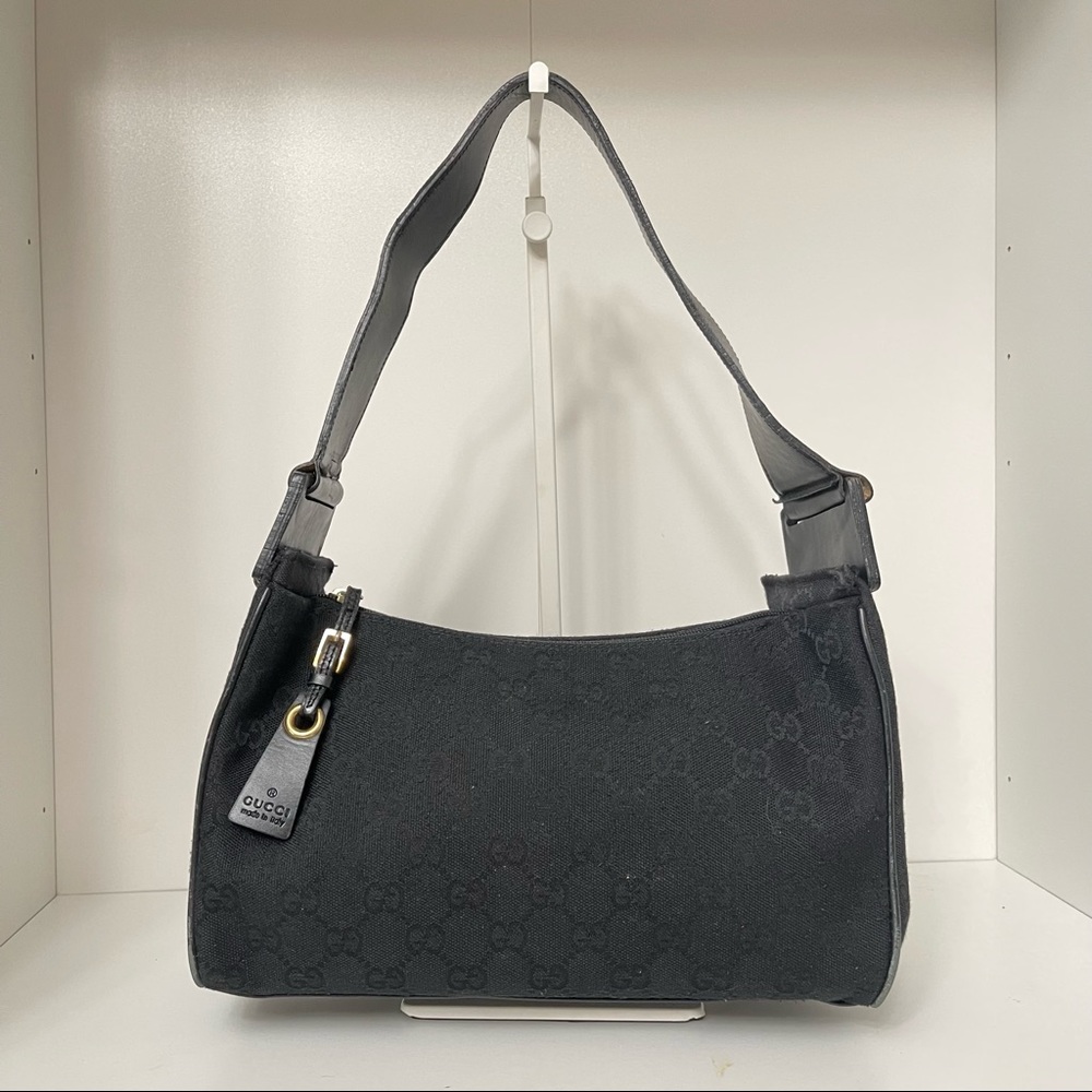 Authentic Gucci black GG shoulder bag